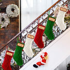 JellyArch 6 Pcs Personalized Christmas Stockings Xmas Stocking with Leather Patches Custom Name Cable Knitted Hanging Family Stockings for Christmas Holiday Fireplace Party Decoration (18 Inches) - Image 5