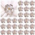 Flower Silver Napkin Rings Set of 50, Shiny Floral Napkin Ring Metal Holder by MagicRealForBetterLife