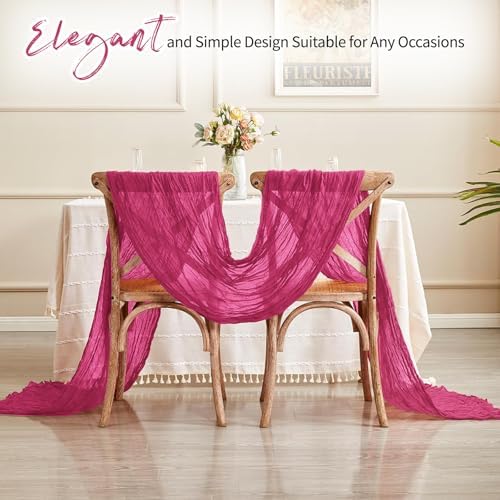 28 Pack Hot Pink Cheesecloth Table Runner 17x108 Inch Semi Sheer Boho Gauze Cheese Cloth Fabric Table Runners, for Wedding Party Baby Shower Birthday Home Decor Garden Farmhouse - Image 5
