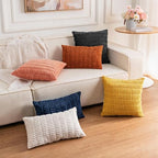 All Smiles Decorative Sage Green Throw Pillow Covers 18x18 Set of 4 Farmhouse Rustic Boho Home Decor Soft Plush Striped Corduroy Square Cushion Case for Living Room Couch Bed Sofa - Image 4