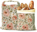 2 Pack Reusable Beeswax Blush Floral Bread Bags, Sourdough Bread Garden Leaf Storage for Homemade, Freezer Storage Bag to Keep Fresh, Baguette Bag with Beeswax Liner Kitchen Baking by Losthll
