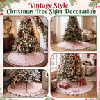 JOVIPOP Christmas Tree Skirt Large, 72 Inch Red Pinstripe Ruffle - Image 7