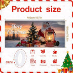 Christmas Garage Door Banner with Santa Claus and Christmas Tree – Holiday Garage Mural Cover with Oil Lantern, Gifts, and Sunset Snow Scene – Outdoor Winter Decoration for Home - Image 2