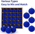 Garvee 25 Pcs Christmas Ball Ornaments, 2.36 in Blue Velvet Flocked Xmas Holiday Ball Set, Shatterproof & Lightweight Plastic Christmas Decorations for Trees Parties - Image 4