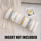 Boho Lumbar Throw Pillow Cover 14x36 Yellow Gray - Image 4