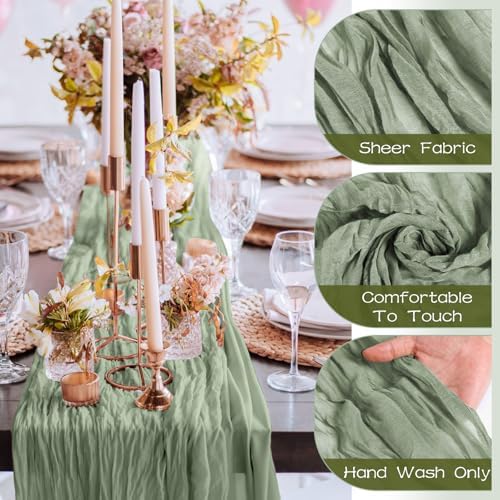 12 Pcs 6ft Cheesecloth Gauze Table Runners 35 x 71 Inches Boho Cheese Cloth Romantic Table Runners Wedding Decor Rustic Sheer Runner for Wedding Bridal Shower Birthday Party Decor - Image 2