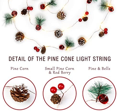 Christmas Decorations Indoor-10FT Enchanting Christmas Garland with 30 LED Lights Battery Operated-Realistic Red Berries & Pine Cones Decor for Tree,Fireplace Mantel,Indoor Holiday Home Decor - Image 2