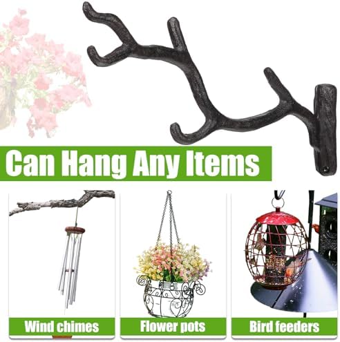 Blulu 4 Pcs Cast Iron Plant Hanger Wall Bracket Tree Branch, Rust Brown - Image 4