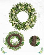 Vlorart 32 Inch Artificial Spring Summer Greenery Christmas Wreaths for Front Door Green Eucalyptus Leaf Wreath Decor Boxwood with Big Berries for Farmhouse Outside Year Round - Image 2