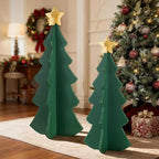 Glitzhome Set of 2 Wood Christmas Trees Porch Decor,Interlocking Xmas Porch Sign with Gold Star Toppers,Standing Porch Sign for Front Door Indoor Outdoor Holiday Decor,36" H &30" H - Image 3