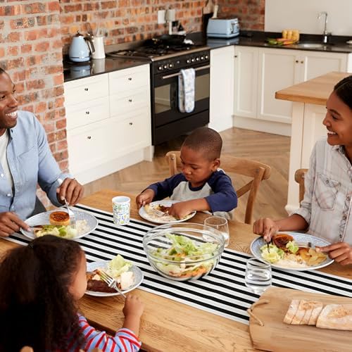 AmazingSpark Striped Table Runner Roll,Black,50' Long X 16" Wide - Image 6