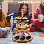 Cupcake Stand Wood Dessert Stands 3-Tier Wood Cupcake Stand - Elegant Farmhouse Dessert Display for Weddings, Baby Showers, Tea Parties, & More./Wedding Décor/Tea Party/Birthday/Graduation/Holiday. - Image 4