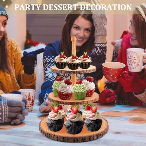 Cupcake Stand Wood Dessert Stands 3-Tier Wood Cupcake Stand - Elegant Farmhouse Dessert Display for Weddings, Baby Showers, Tea Parties, & More./Wedding Décor/Tea Party/Birthday/Graduation/Holiday. - Image 4