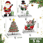Set of 4 Christmas Stocking Holders for Mantel Retro Stocking Holders with Santa Snowman Tree Sleigh Design Silver Metal Christmas Stocking Holders- Stockings Hanger for Xmas Decoration (Set of 4) - Image 2