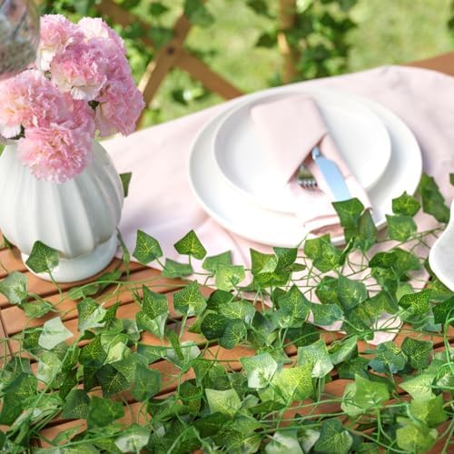 CQURE 120Pack 840Ft Artificial Ivy Fake Vines,Ivy Garland Greenery Garland Fake Hanging Plants Vines Aesthetic Green Leaves for Bedroom Wedding Party Garden Wall Room Decor - Image 7