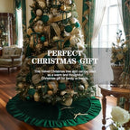 Velvet Christmas Tree Skirt, 60 Inches, Bow Style, Dark Green - Image 4