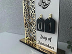 2 Pieces Wood Ramadan Decorations Islamic Eid Mubarak Kareem Table Sign Moon Hollow Star Ornament for Muslim Party Tabletop Decor Home Art Craft Decoration Golden Moon (Gold, Medium - 8"W x 12"H) - Image 7