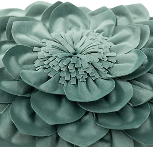 OiseauVoler 3D Flower Throw Pillow Cases Decorative Cushion Covers Soft Velvet Pillowcases Home Sofa Car Bed Room Decor 18 x 18 Inch Green - Image 2