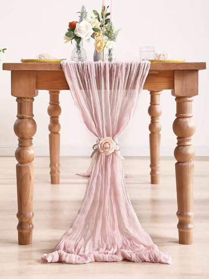 20Pack Light Pink Cheesecloth Table Runner 20x120inch Gauze Table Runners - Image 2
