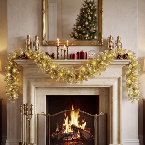 Hotop 2 Pcs 9 ft Gold Artificial Christmas Garland - Image 4