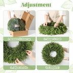 26’’ Artificial Boxwood Wreath for Front Door, Small Leaves Wreath, Green - Image 6