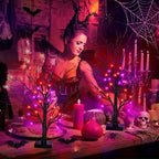 2 Pack 24 Inch Black Halloween Tree with 24 LED Orange Purple Lights, USB Battery Operated Halloween Table Decorations Tree Light with Timer, Scary Halloween Decorations Indoor for Home Party Decor - Image 6