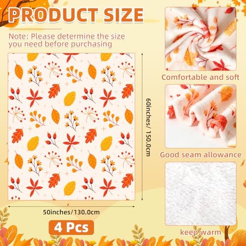 Buryeah 4 Pack Fall Throw Blankets Bulk Flannel Blanket, 50 x 60 Inches - Image 2