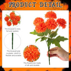 Tigeen 12 Pcs Day of the Dead Marigold Flowers, Orange - Image 3