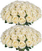 50 PCS Fake Champagne Roses, Artificial Flowers Bulk, Realistic Silk Roses by Jefuzh