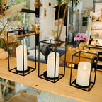 HPC Decor 3PCS Black Metal Candle Lanterns - 7in, 9in, 11in - Modern Farmhouse Decor for Home, Wedding, Party, Holiday - Image 5