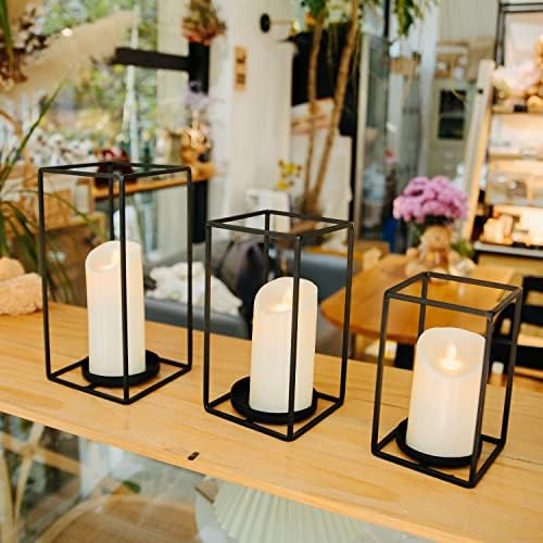 HPC Decor 3PCS Black Metal Candle Lanterns - 7in, 9in, 11in - Modern Farmhouse Decor for Home, Wedding, Party, Holiday - Image 5