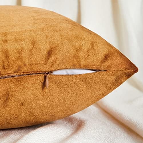 GIGIZAZA Decorative Throw Pillow Covers 20 x 20, Cinnamon Burnt Orange Sofa Pillow Covers Velvet, Set of 4 Decor Square Cushion Covers - Image 4