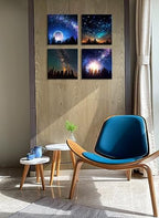 DJSYLIFE Galaxy Nebula Canvas Wall Art for Boys Room, 12x12 Inch 4-Panel - Image 2