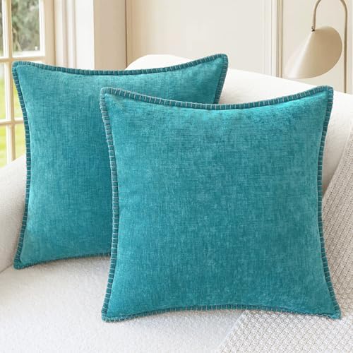CaliTime Decorative Couch Throw Pillow Covers 26 X 26 Inches Lake Blue by CaliTime