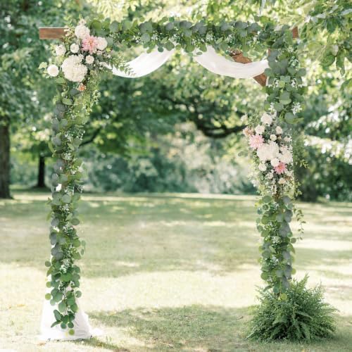 N&T NIETING 4 Pack Artificial Eucalyptus Leaf Garland, Faux Greenery Garland Decor 6 FT Summer Garlands, Fake Hanging Vines Garlands for Wedding Decoration Table Mantle - Image 5