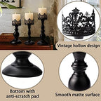 BANOMII Vintage Pillar Candle Holders for Table Centerpiece Set of 3-11'' 9'' 8'' - Matte Black Metal Candle Stands Decorative - Candle Centerpiece for Table Fireplace Decor - Gothic Candle Holder - Image 2