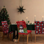 Christmas Chair Covers Set of 6, Xmas Snowman Dining Chair Covers for Party Kitchen Removable Seat Cover for Chairs Christmas Decorations Indoor - Image 2