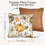 Fall Pumpkin Pillow Covers Set of 2,20x20 Inch,Brown - Image 2