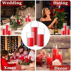 Shihanee 3 Pillar Candle and Holder, S, Red - Image 6