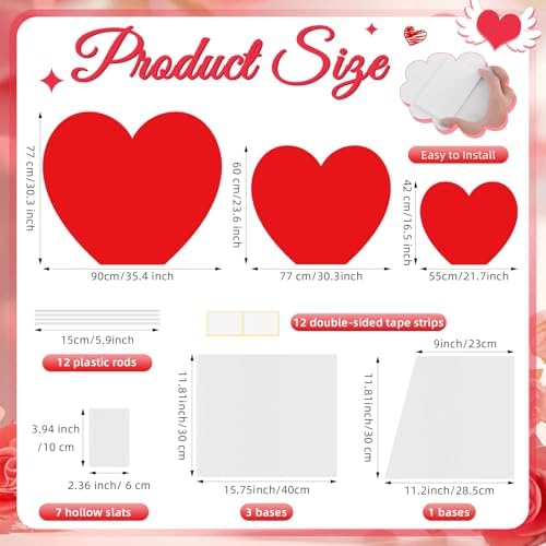 Large Valentine's Day Cardboard Stand Up Set of 3 Sizes 22 inch 31 inch 36 inch with Foothold Photo Props Decoration Valentines Day Conversation Heart Backdrop Stand for Yard Outdoor Indoor - Image 2