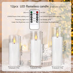 12-Pack White Acrylic Flameless LED Candle Set with Timer Remote Control—Ideal for Home Decor, Valentine's Day, Weddings, and Holiday Celebrations. - Image 4