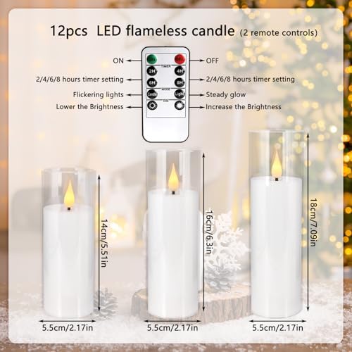 12-Pack White Acrylic Flameless LED Candle Set with Timer Remote Control—Ideal for Home Decor, Valentine's Day, Weddings, and Holiday Celebrations. - Image 4