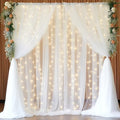 20x10ft White Tulle Backdrop Curtain with Lights String for Parites, Sheer Backdrop Curtains for Wedding Baby Shower Birthday Party Photo Shoot Decorations by Partisky