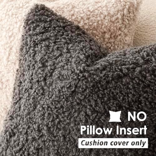Foindtower Decorative Fuzzy Faux Fur Throw Pillow Covers 20x20 Dark Gray - Image 3