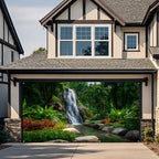 Waterfalls Garage Door Cover Banner, 6x13 ft Forest Scenery with River Landscape, Large Indoor/Outdoor Wall Decoration (Green Scenic Waterfall) - Image 4