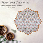 CPC Labra Grey Block Print Cotton Floral Placemat 15x15 Inch, Set of 4 - Image 6
