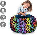 Ambesonne Leopard Print Storage Toy Bag Chair, Modernized Panther Leo Skin Wild Big Cats in Gradient Rainbow Tones Print, Stuffed Animal Organizer Washable Bag, Large Size, Purple - Image 2