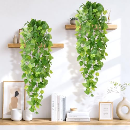 4Pcs Fake Hanging Plants, Potted Artificial Plants Hanging Pothos Greenery - Image 5