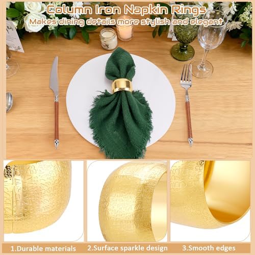 100 Pcs Napkin Rings Round Napkin Holder Rings for Cloth Table Decorations, Gold Decorative Dining Table Setting for Valentine's Day Wedding Anniversary Birthday Dinners Party - Image 4