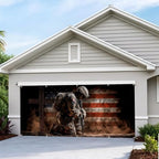 16x7FT Patriotic Garage Door Banner, Ameri-ca Soldier Kneeling with Cross Design, Extra Large Outdoor Garage Door Cover for Memorial Decor and Independence Day - Image 5